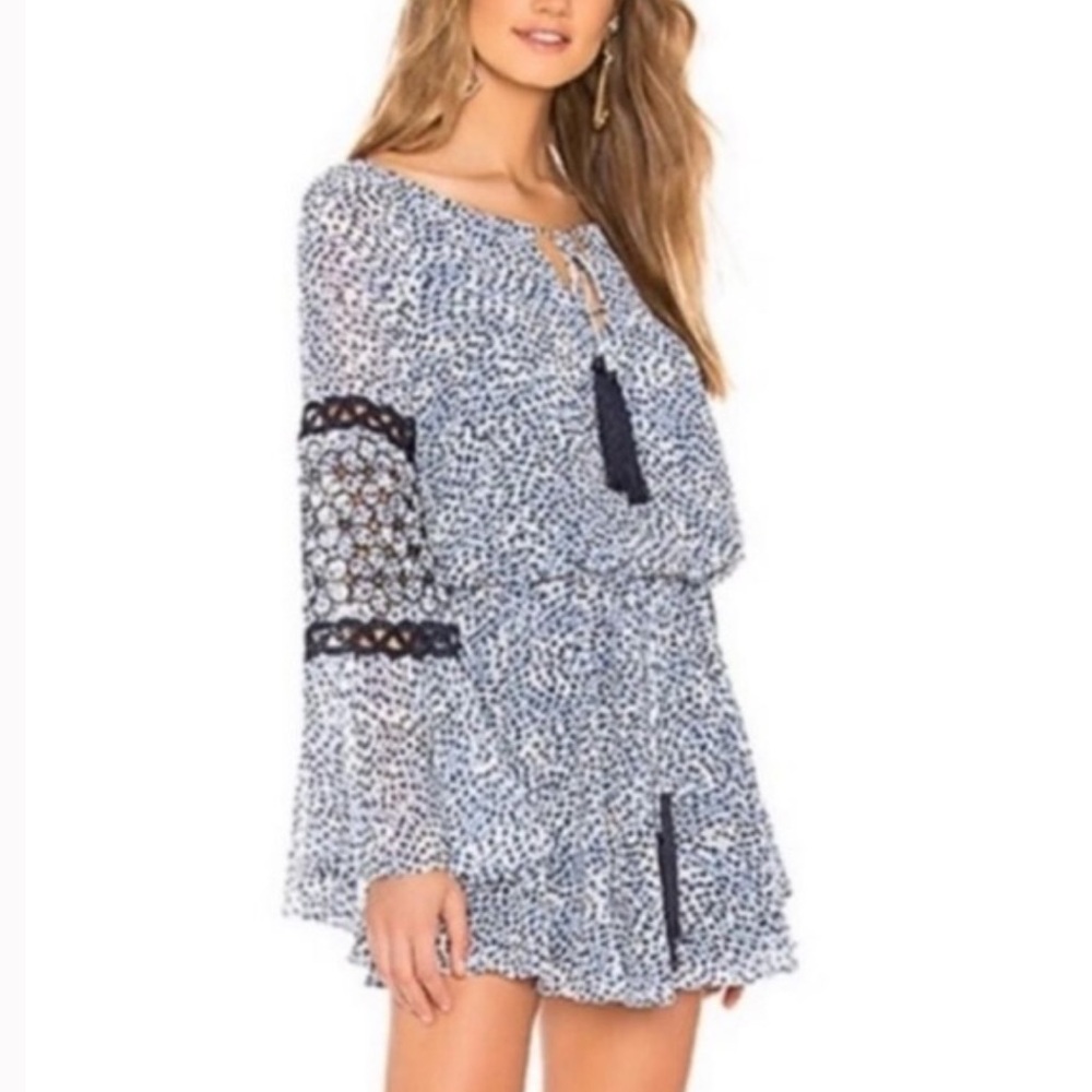 Alexis Blue and White Printed Mini Dress